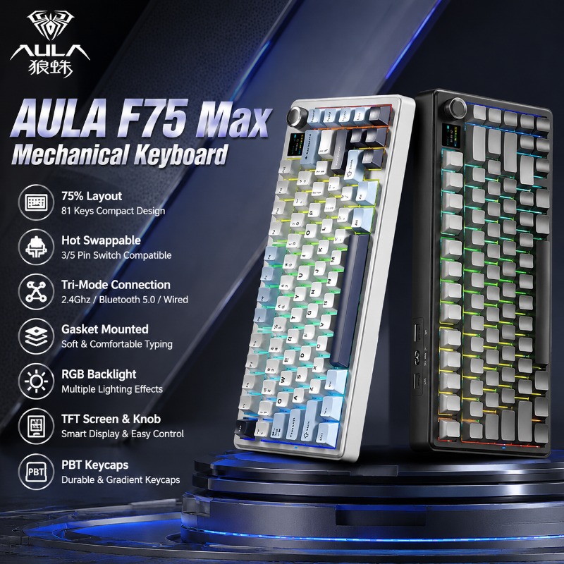 Gaming Keyboard Nearby - AULA F75 Max Mechanical Keyboard 75%