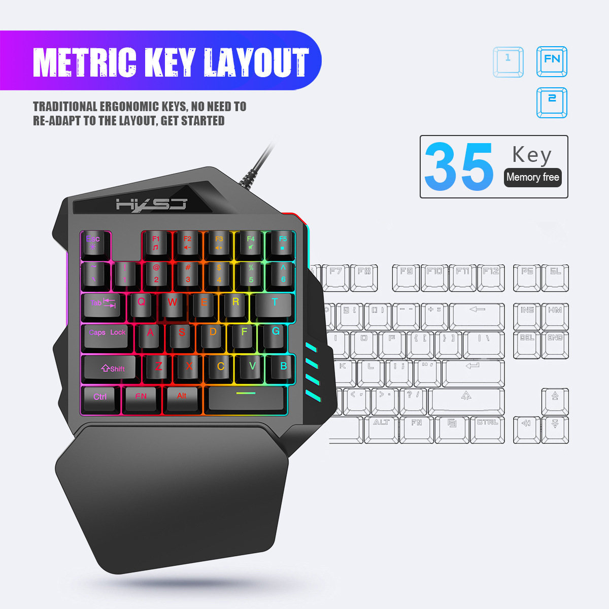 35-key film colorful one-hande - Gaming Keyboard And Mouse For Xbox ulasan dan harga